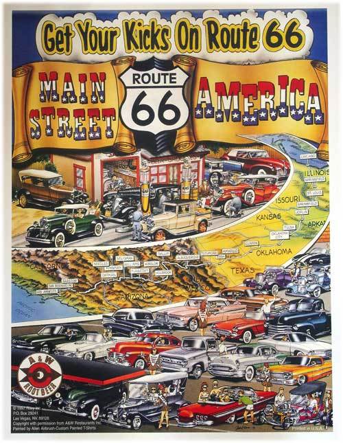 po-66】Route66 ポスター Get Your Kicks On ルート66 R66(参考上代
