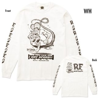 【MQTL153WH】ラットフィンク ムーンイクイップド コラボ ロングスリーブ Tシャツ ホワイト RATFINK MOONEYES(参考上代￥5400/ロット:1)