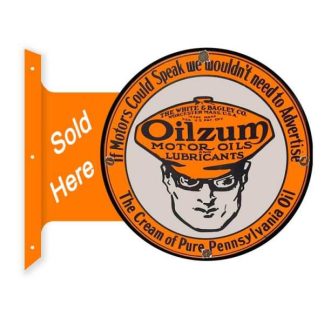 【RF-OILZUM】OILZUM ラウンド フランジ サイン 看板 メタル ブリキ 垂直 壁面 店舗 アドバタイジング オイルザム(参考上代￥3800/ロット:1)