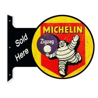 【RF-MICHELIN】MICHELIN ラウンド フランジ サイン 看板 メタル ブリキ 垂直 壁面 店舗 アドバタイジング ミシュラン(参考上代￥3800/ロット:1)