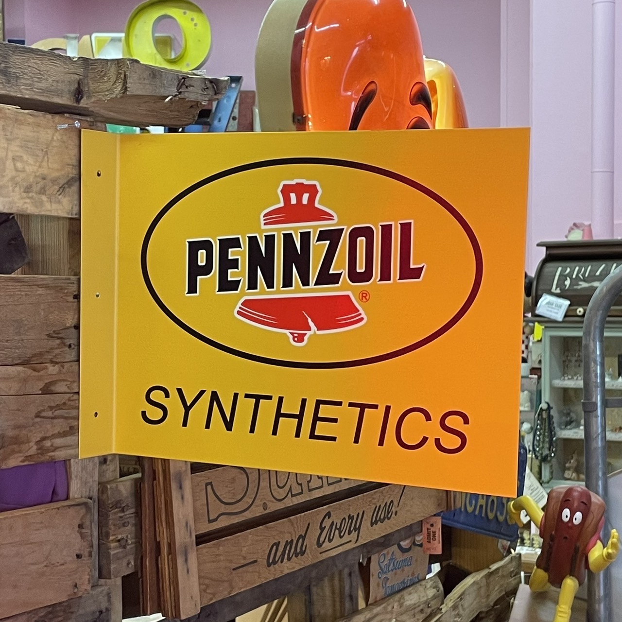 SF-PENNZOIL】PENNZOIL スクエア フランジ サイン 看板 メタル ブリキ
