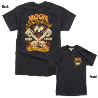 【MQT184BK】ムーンアイズ Custom Cycle Shop ピストン クロス Tシャツ MOONEYES(参考上代￥4800-5600/ロット:1)