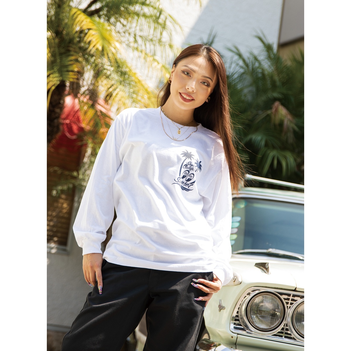 TML900】ムーンアイズ SoCal Sunset ロング スリーブ Tシャツ MOONEYES 